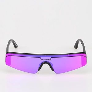 Balenciaga Eyewear Logo Ski Biker Sunglasses Black/Violet